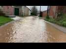 Montée des eaux dans l'Audomarois: la rue du Cavin inondée à Thérouanne