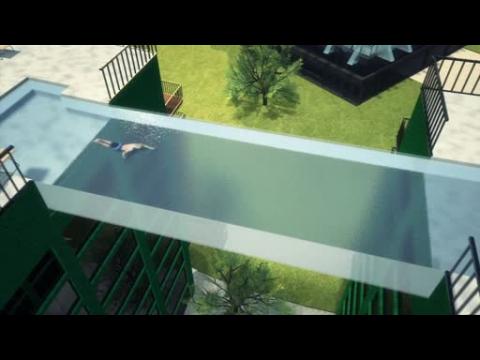 Glass-bottomed pool suspended 35 m high to bridge luxury London flats
