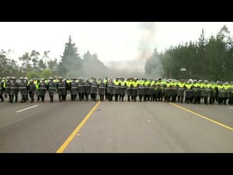 Demonstrators clash with police in Ecuador