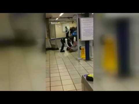 Video shows arrest of knife attacker at London metro station