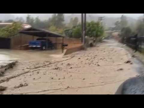 Debris and mud flow in California floods