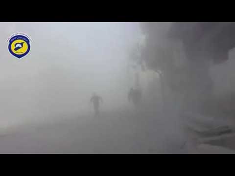 Air strikes hit Damascus suburb of Arbin -amateur video