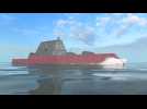 U.S. Navy tests futuristic destroyer in open waters