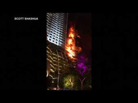 Eyewitness video captures Dubai skyscraper being engulfed by blaze
