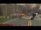 Dash cam captures dramatic fire rescue