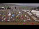 Aerial view reveals sprawling migrant border camp