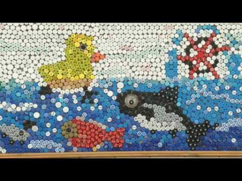 Taiwan school makes art from plastic bottle caps