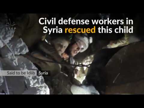 Syrian child rescued from rubble after Idlib airstrike
