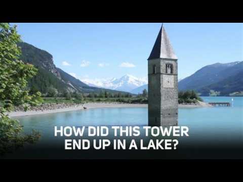 What is this Italian church tower doing in a lake?