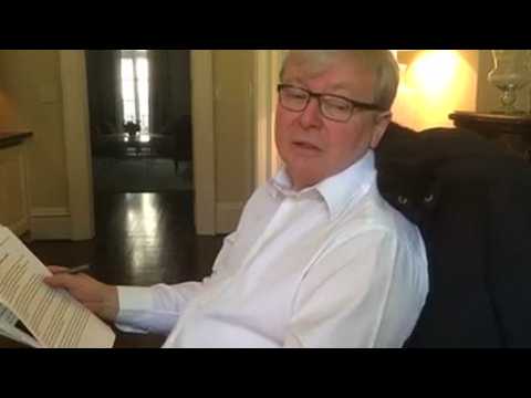 Former Australian PM Rudd poses with his cat in video
