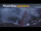 Bubbling lava erupts from Italy's Mount Etna