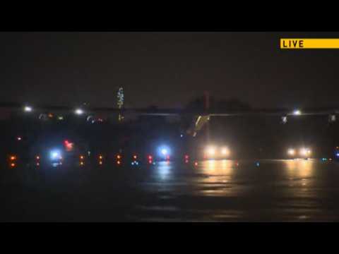 Solar-powered plane takes off from NY, heading for Spain