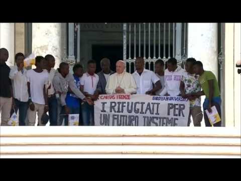 Refugees share Vatican stage with Pope Francis