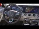 The new Mercedes-Benz E 220 d 4MATIC Coupe Interior Design in Hyacinth Red Metallic Trailer
