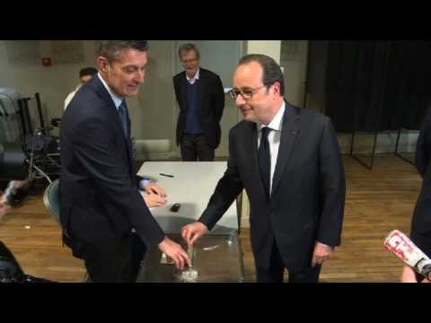 Outgoing president Hollande casts ballot in French vote