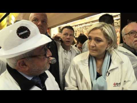 France: Marine Le Pen continues campaign with market visit