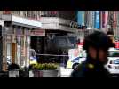 Sweden attack: video of crashed truck