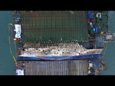 S. Korea: Aerial images of raised Sewol ferry