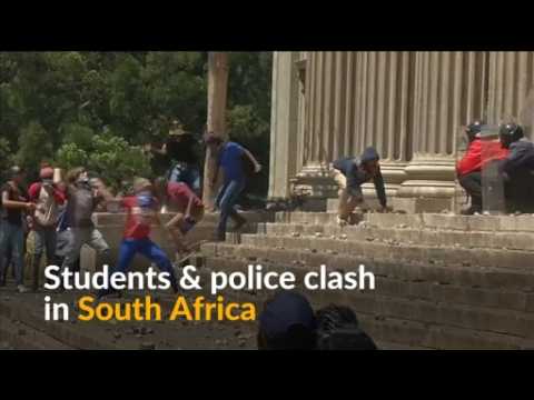Rocks and tear gas at South African student protest