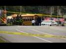 At least six dead in commuter, school bus crash