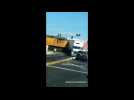 Cargo train smashes into truck in California