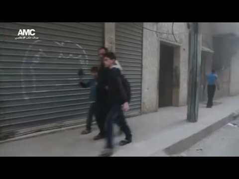 Aftermath of air strike on rebel-held part of Aleppo - amateur video