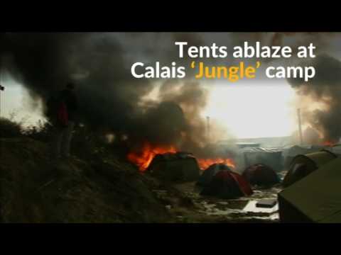 Calais 'Jungle' camp tents set ablaze