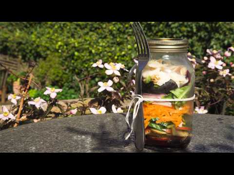 Parmesan and walnut jar salad