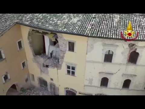 Drone footage shows Italy quake damage