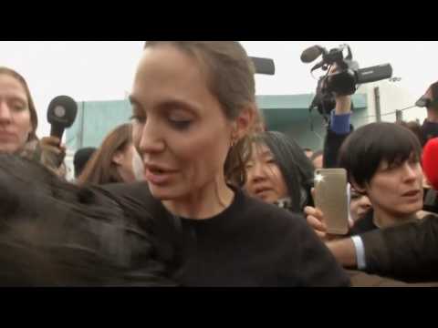 Angelina Jolie mobbed duing Greece migrant camp visit