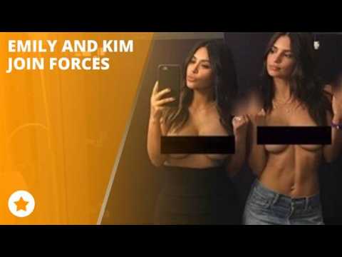 Kim K. and Emily Ratajkowski pose topless together