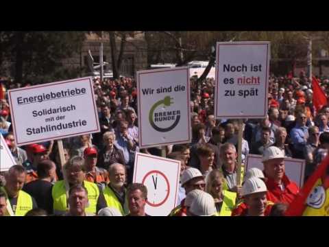 German workers rally over steel crisis