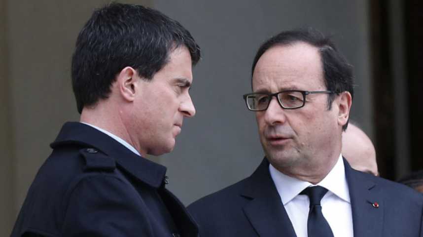 Illustration pour la vidéo Impopularité record pour le duo Hollande-Valls à un an de la présidentielle