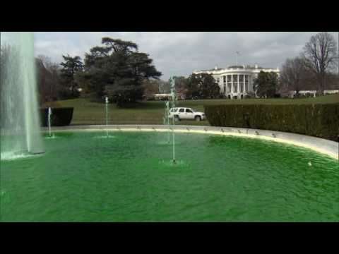 White House fountains flow green for St. Pat's