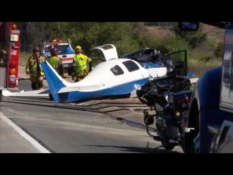 Plane hits car on California highway, at least one dead
