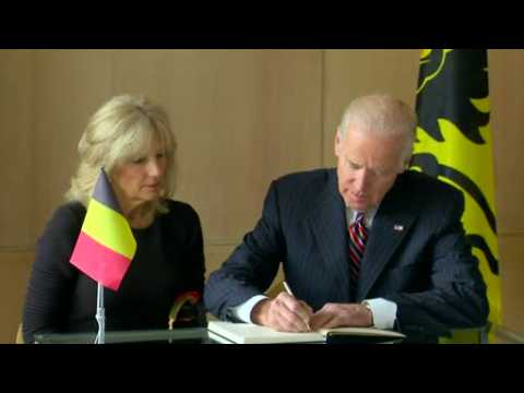Biden signs condolence book at Belgian Embassy