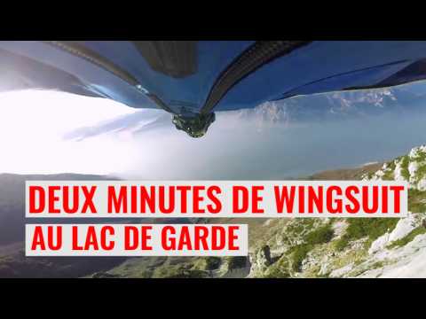 Deux minutes de wingsuit au-dessus du lac de Garde