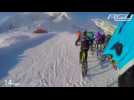 Point-of-view video shows extreme close up on glacier bike race