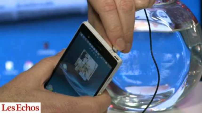 Illustration pour la vidéo Xperia Z de Sony, le smartphone qui ne craint pas l'eau