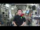Japanese astronaut Kimiya Yui shows the world how astronauts brush their teeth