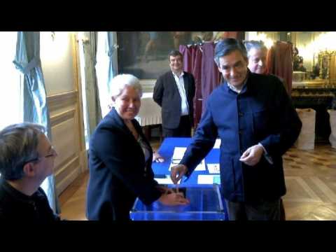 French rightwing primary: François Fillon votes in Paris