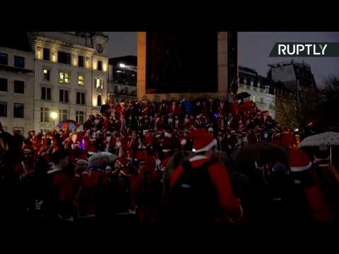 Boozy Santas Storm the Streets of London