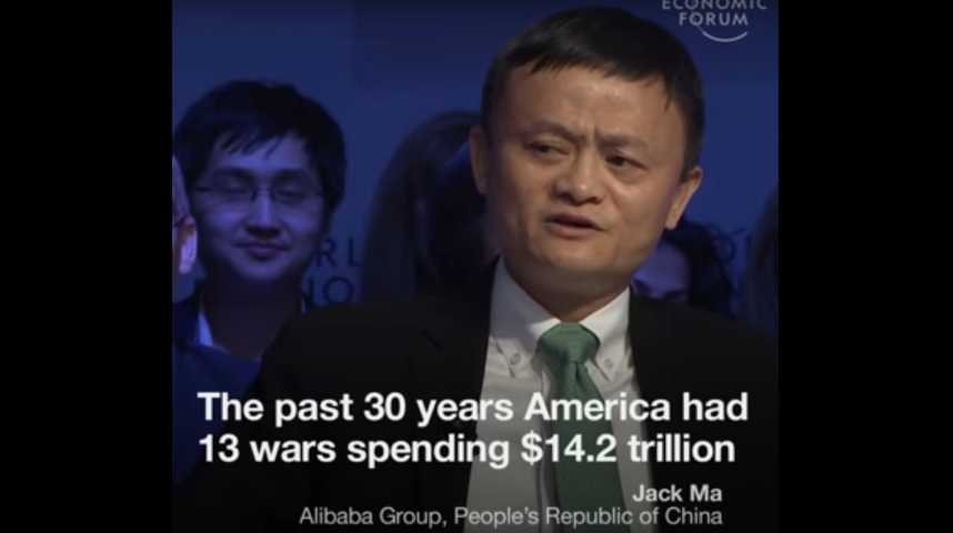 Illustration pour la vidéo Davos 2017 : Pour Jack Ma (Alibaba), l'Amérique a "dilapidé sa richesse" depuis 30 ans