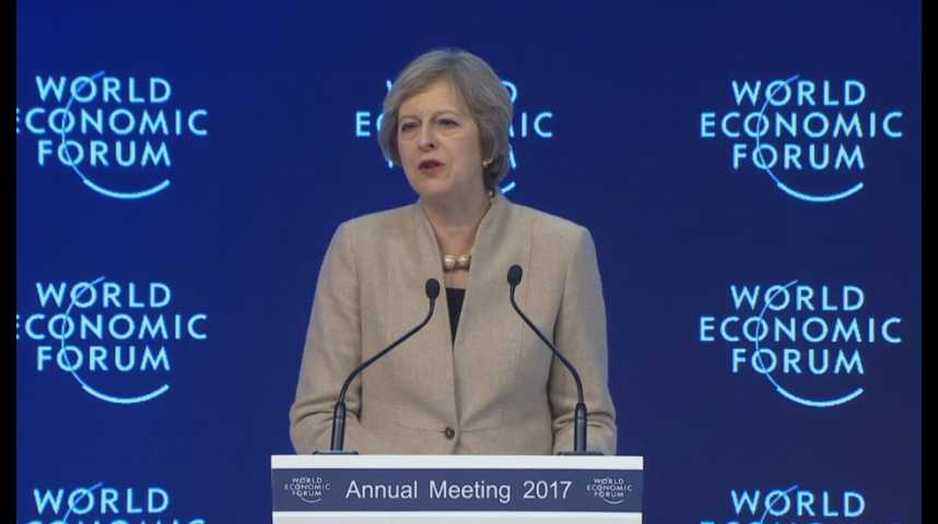 Illustration pour la vidéo Davos 2017 : (ré)écoutez l’intervention de Theresa May, venue défendre le Brexit 