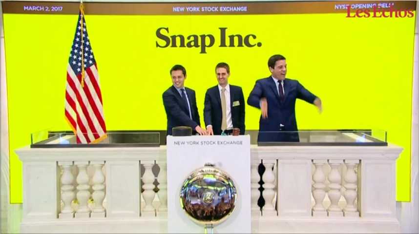Illustration pour la vidéo Entrée en fanfare pour Snapchat à Wall Street 