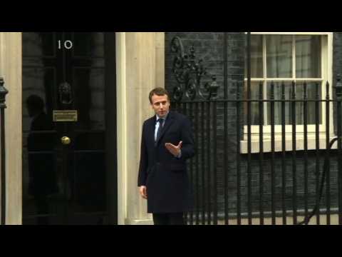 French presidential candidate Macron meets May at Downing St