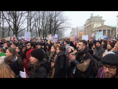 Rally against Trump's travel ban in Berlin