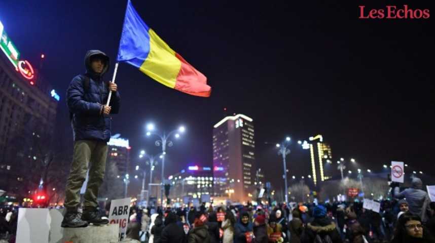 Illustration pour la vidéo Manifestations monstres en Roumanie malgré l’abrogation du décret