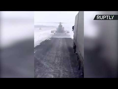 Kazakh Military Helicopter Pilot Lands on Civilian Road to Ask for Directions