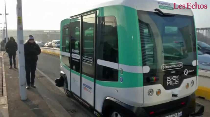 Illustration pour la vidéo Véhicules autonomes : la RATP teste des mini-bus dans Paris